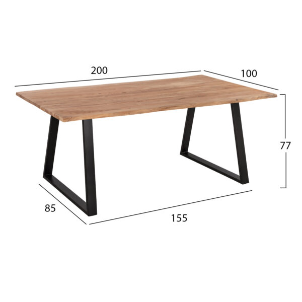 ΤΡΑΠΕΖΙ ΤΡΑΠΕΖΑΡΙΑΣ SOFIA SLIM HM8501.11 ΑΠΟ ΜΑΣΙΦ ΞΥΛΟ ΑΚΑΚΙΑΣ 200x100x77Υ εκ. - Image 2