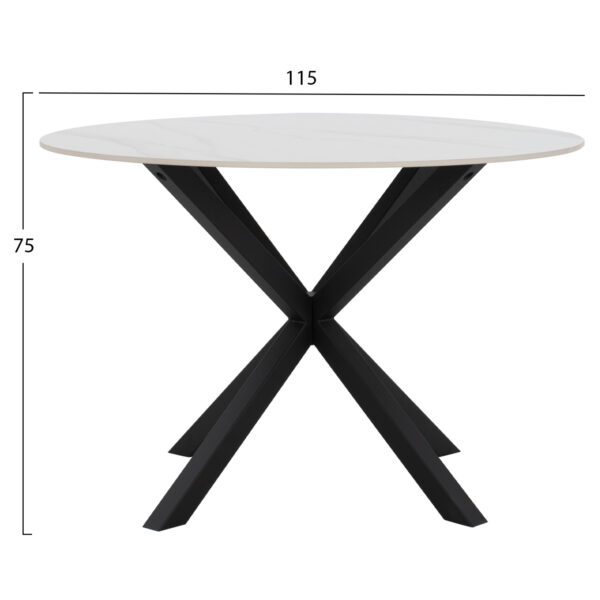 ΤΡΑΠΕΖΙ ΤΡΑΠΕΖΑΡΙΑΣ ΣΤΡΟΓΓΥΛΟ SYNTEC HM9309.02 SINTERED STONE ΛΕΥΚΟ ΜΕΤΑΛ.ΠΟΔΙΑ Φ115x75Y εκ. - Image 2