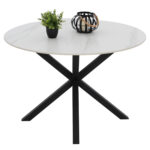 ΤΡΑΠΕΖΙ ΤΡΑΠΕΖΑΡΙΑΣ ΣΤΡΟΓΓΥΛΟ SYNTEC HM9309.02 SINTERED STONE ΛΕΥΚΟ ΜΕΤΑΛ.ΠΟΔΙΑ Φ115x75Y εκ. - Image 3