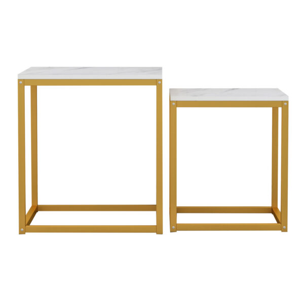 ΖΙΓΚΟΝ GRELAY 2 ΤΕΜ MDF ΟΨΗ ΜΑΡΜΑΡΟΥ & ΜΕΤΑΛΛΟ HM8762.11 45Χ45Χ50εκ. & 37Χ37Χ43 εκ. - Image 3
