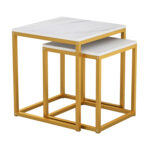 ΖΙΓΚΟΝ GRELAY 2 ΤΕΜ MDF ΟΨΗ ΜΑΡΜΑΡΟΥ & ΜΕΤΑΛΛΟ HM8762.11 45Χ45Χ50εκ. & 37Χ37Χ43 εκ. - Image 4