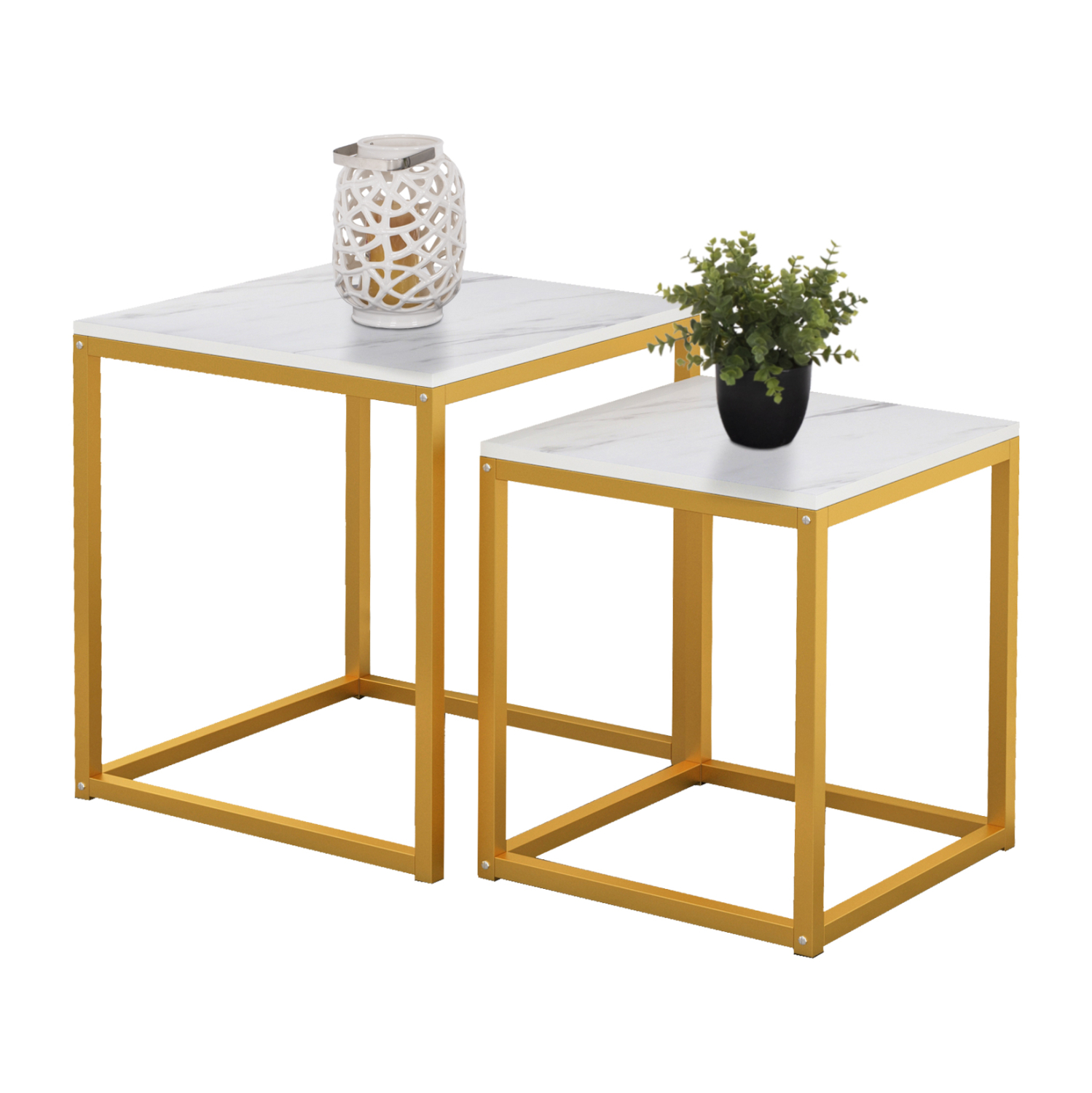 HM8762.11 ΖΙΓΚΟΝ GRELAY 2 ΤΕΜ MDF ΟΨΗ ΜΑΡΜΑΡΟΥ & ΜΕΤΑΛΛΟ HM8762.11 45Χ45Χ50εκ. & 37Χ37Χ43 εκ. - Image 1