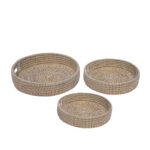 NILE ΔΙΣΚΟΣ SET 3ΤΜΧ 43x43x10cm KANSGRASS ΦΥΣΙΚΟ ΛΕΥΚΟ PVC 027410