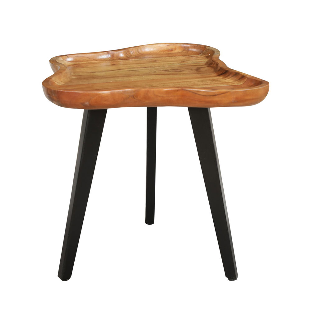 04-1029-07Tz7-first-_1 FLOW SIDE TABLE ΦΥΣΙΚΟ ΜΑΥΡΟ 60x56x51cm 04-1029 - Image 1