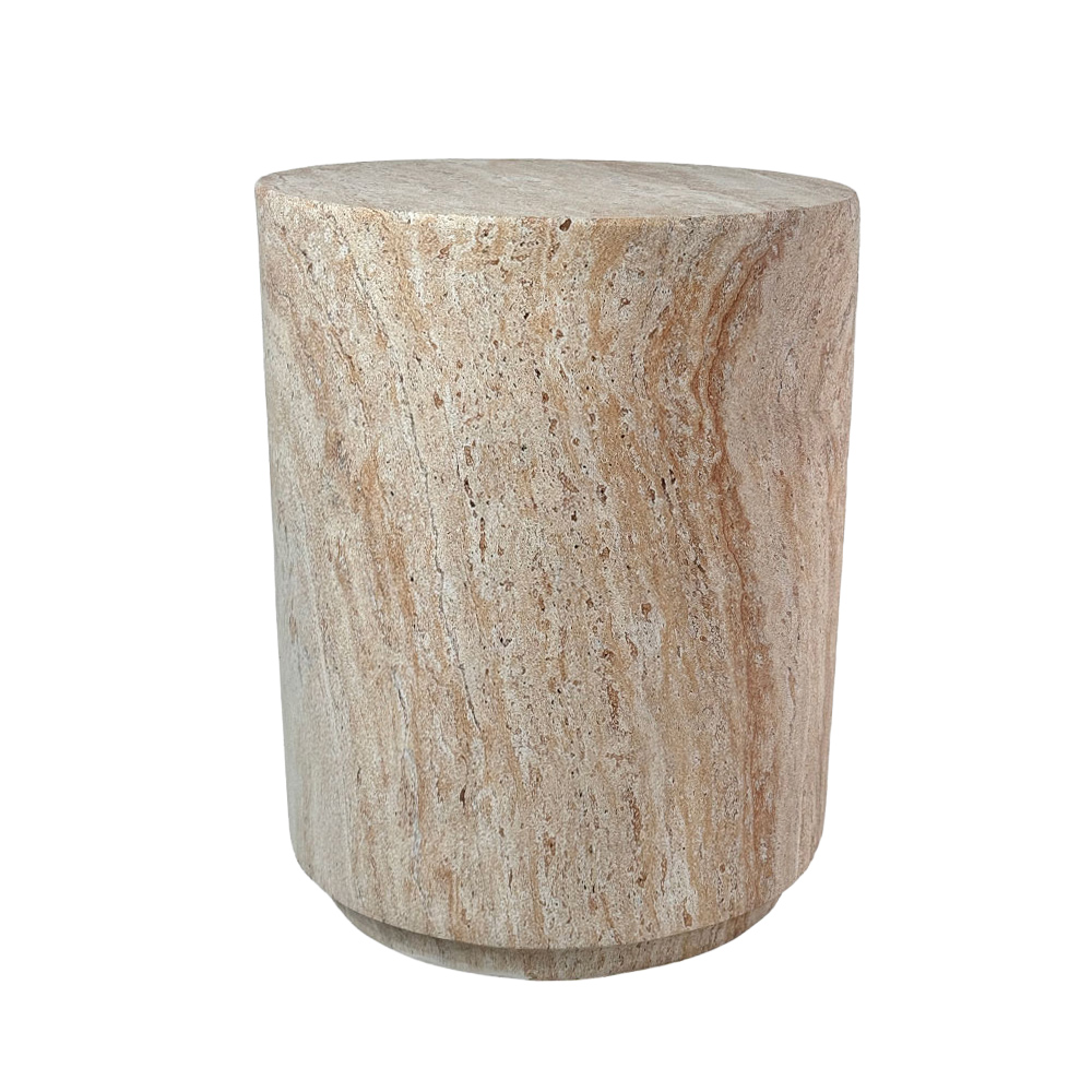 04-1224-yLjNG-first-_1 LITHOS ROUND SIDE TABLE BEIGE 35x35x46.5cm 04-1224 - Image 1