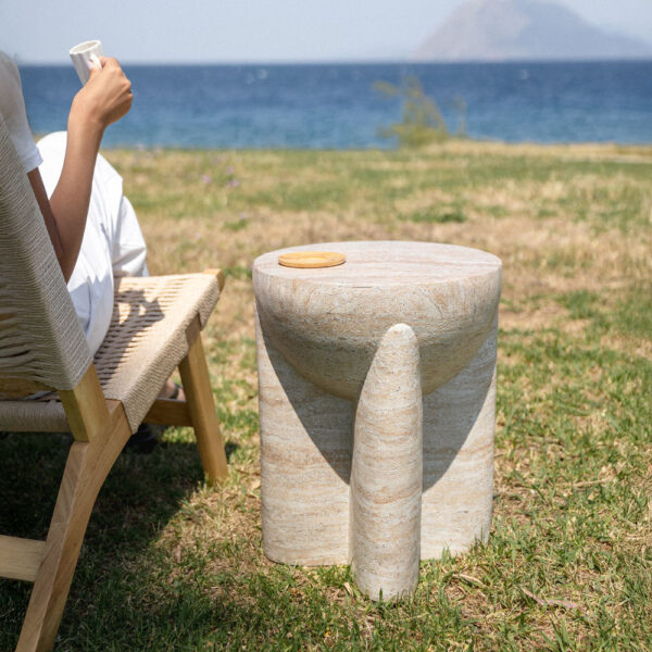 LITHOS HANDLE SIDE TABLE BEIGE 36.5x36.5x46.5cm 04-1225 - Image 2