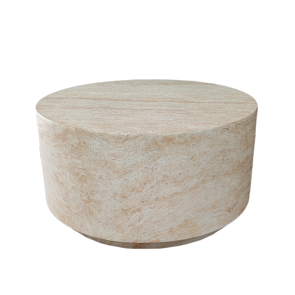 04-1304-umzqR-first-_1 LITHOS ROUND COFFEE TABLE TRAVERTINE 70x70x36cm 04-1304 - Image 1