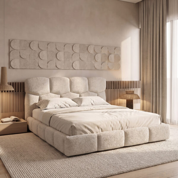 HONEYBEE ΚΡΕΒΑΤΙ (ΓΙΑ ΣΤΡΩΜΑ 160x200cm) CREAM 184x220x102.2cm 40-0079 - Image 2