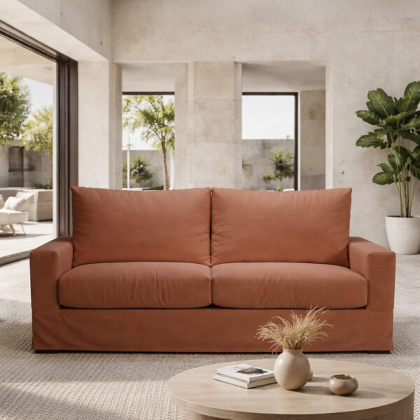 ITHAKI ΚΑΝΑΠΕΣ ΚΡΕΒΑΤΙ 3ΘΕΣΙΟΣ TERRACOTTA SCALA 57 190x94x90cm 71-0376 - Image 2