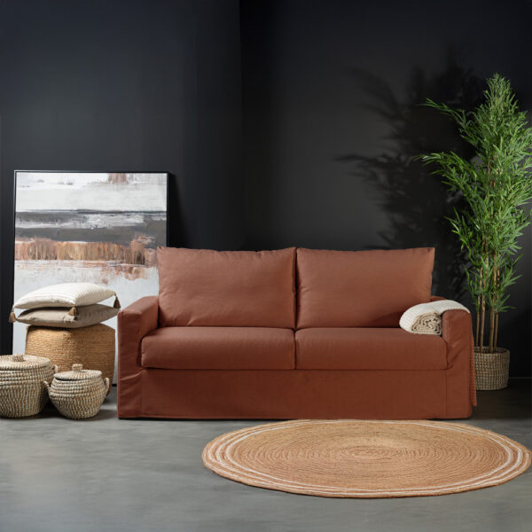 ITHAKI ΚΑΝΑΠΕΣ ΚΡΕΒΑΤΙ 3ΘΕΣΙΟΣ TERRACOTTA SCALA 57 190x94x90cm 71-0376 - Image 3
