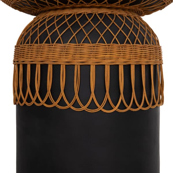 ΒΟΗΘΗΤΙΚΟ ΤΡΑΠΕΖΙ PRILEP HM18159.01 FIBER CEMENT ΜΑΥΡΟ & RATTAN--Φ60x76,5Υεκ - Image 5