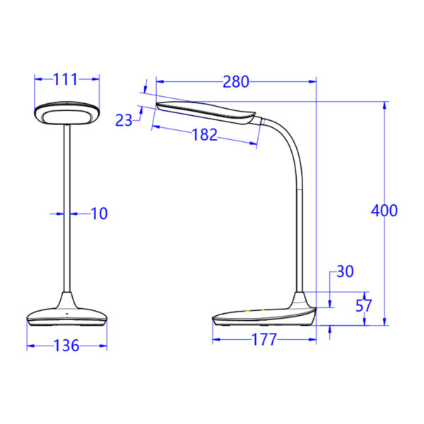ΦΩΤΙΣΤΙΚΟ ΓΡΑΦΕΙΟΥ LED BLAIN HM4444.03 ΓΑΛΑΖΙΟ-ΛΕΥΚΟ ABS 13,6x17,7x40Υ εκ. - Image 2