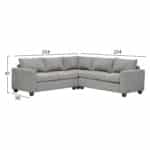 ΓΩΝΙΑΚΟΣ ΚΑΝΑΠΕΣ CALDER HM3286.01 ΓΚΡΙ ΥΦΑΣΜΑ 254x254x90x91Υεκ. - Image 2