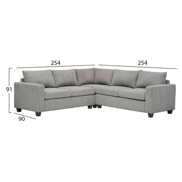 ΓΩΝΙΑΚΟΣ ΚΑΝΑΠΕΣ CALDER HM3286.01 ΓΚΡΙ ΥΦΑΣΜΑ 254x254x90x91Υεκ. - Image 2