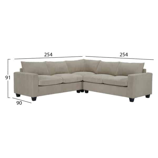 ΓΩΝΙΑΚΟΣ ΚΑΝΑΠΕΣ CALDER HM3286.03 ΜΠΕΖ ΥΦΑΣΜΑ 254x254x91Υεκ. - Image 2