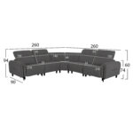 ΓΩΝΙΑΚΟΣ ΚΑΝΑΠΕΣ ΜΕ RECLINE ORACLE HM3290.01 ΓΚΡΙ ΥΦΑΣΜΑ 260x260x90(κάθισμα)x94Υεκ. - Image 2