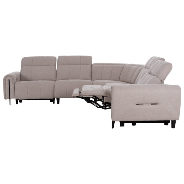 ΓΩΝΙΑΚΟΣ ΚΑΝΑΠΕΣ ΜΕ RECLINE ORACLE HM3290.02 ΜΠΕΖ ΥΦΑΣΜΑ 260x260x90(κάθισμα)x94Υεκ. - Image 4