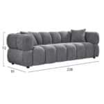 ΚΑΝΑΠΕΣ 3-ΘΕΣΙΟΣ NORIKA HM3331.01 ΓΚΡΙ ΥΦΑΣΜΑ 220x88x85Υεκ. - Image 2