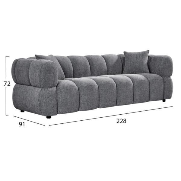 ΚΑΝΑΠΕΣ 3-ΘΕΣΙΟΣ NORIKA HM3331.01 ΓΚΡΙ ΥΦΑΣΜΑ 220x88x85Υεκ. - Image 2