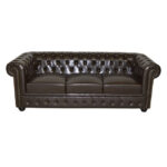 ΚΑΝΑΠΕΣ 3ΘΕΣΙΟΣ T.CHESTERFIELD HM3009.01 ΤΕΧΝΟΔΕΡΜΑ ΣΚΟΥΡΟ ΚΑΦΕ 208x90x73Υ εκ. - Image 2