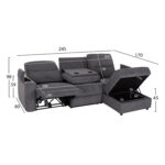 ΚΑΝΑΠΕΣ ΔΕΞΙΑ ΓΩΝΙΑ SYNTHIA HM3308.03R ΑΝΑΚΛΙΣΗ & ΑΠΟΘ.ΧΩΡΟΣ--ΓΚΡΙ 245x170x98Υεκ - Image 2