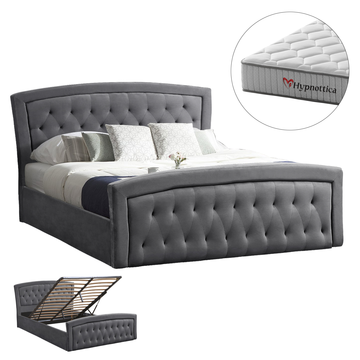 HM10766.01 ΚΡΕΒΑΤΙ ΔΙΠΛΟ ΜΕ ΣΤΡΩΜΑ ODELIA HM10766.01 ΒΕΛΟΥΔΟ ΓΚΡΙ--ΓΙΑ ΣΤΡΩΜΑ 160x200εκ - Image 1