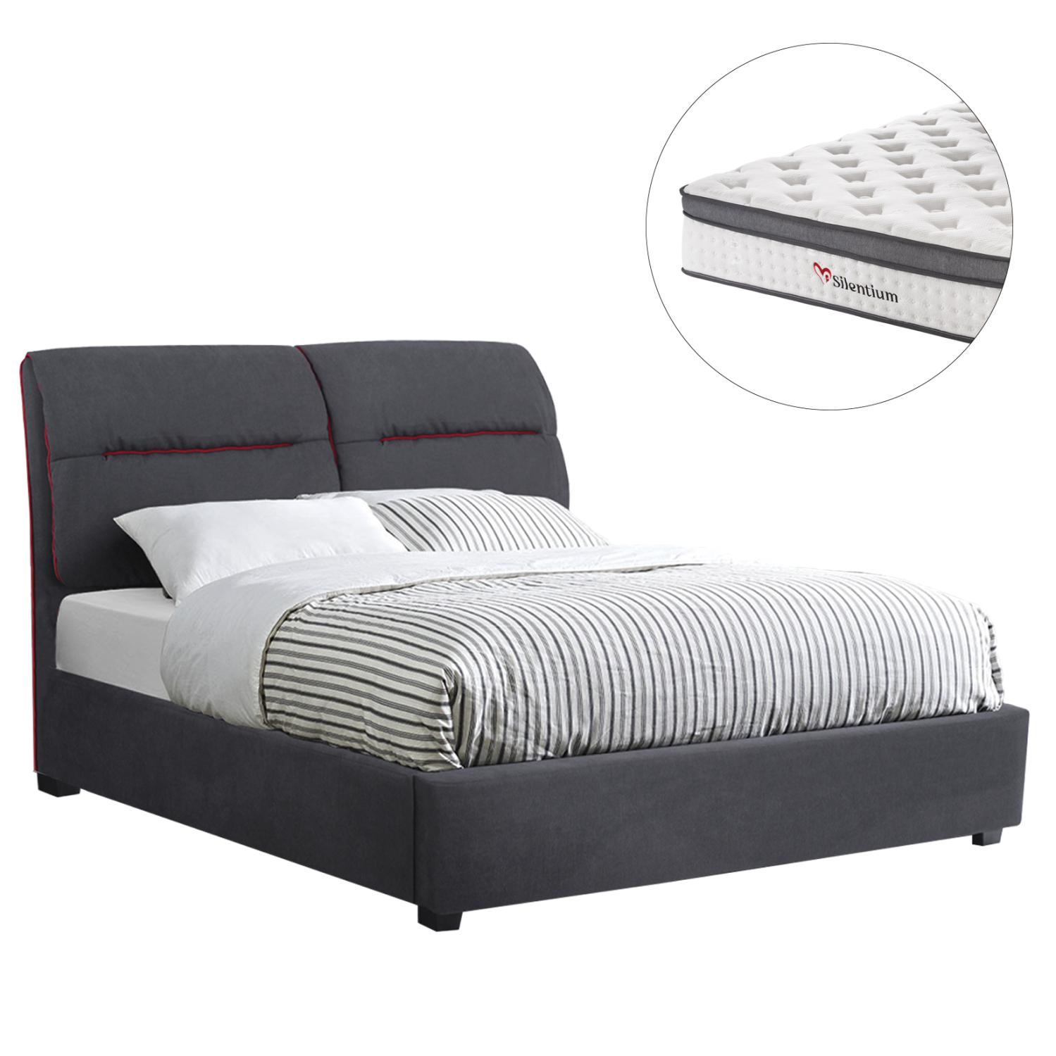 HM10804 ΚΡΕΒΑΤΙ ΔΙΠΛΟ ΜΕ ΣΤΡΩΜΑ KENDRA HM10804 ΓΚΡΙ ΥΦΑΣΜΑ--ΓΙΑ ΣΤΡΩΜΑ 150x200εκ - Image 1