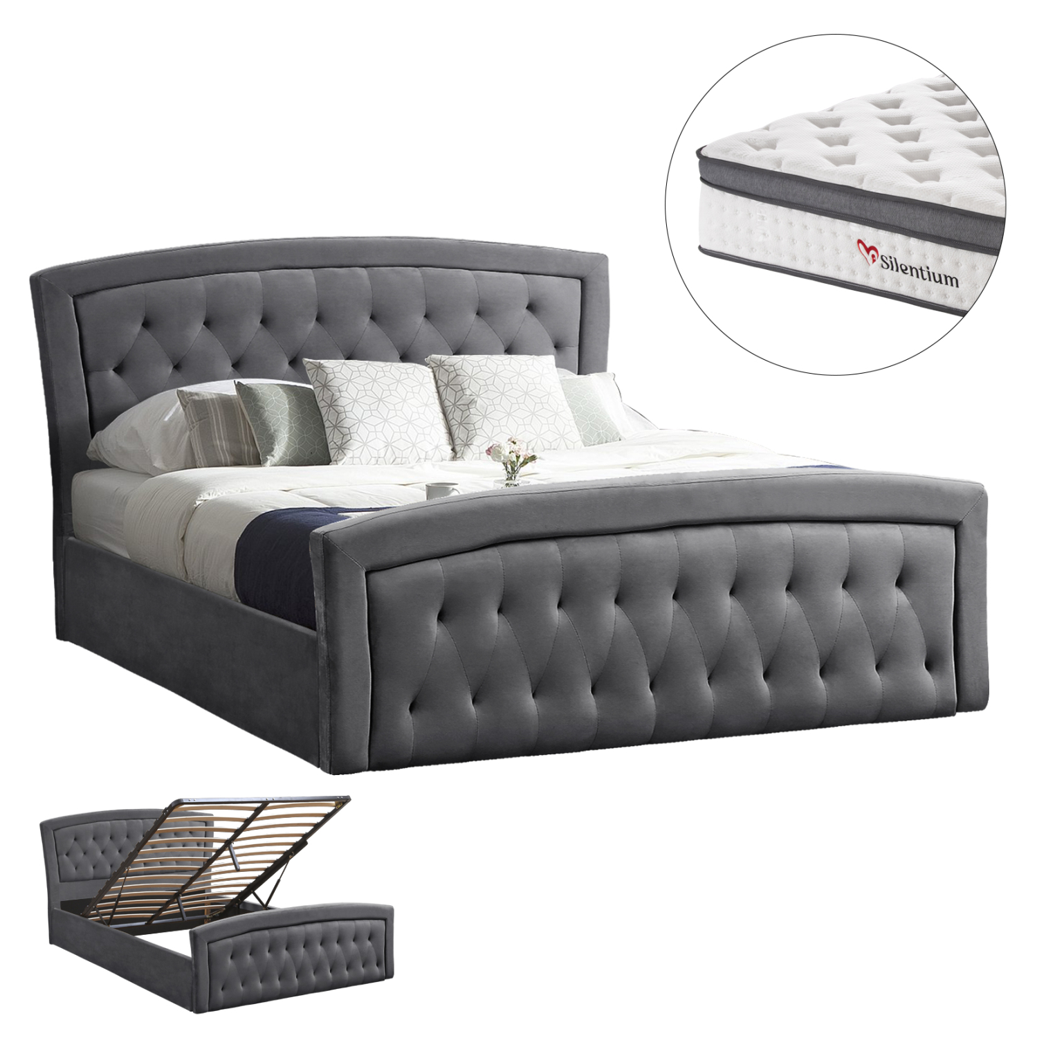 HM10806.01 ΚΡΕΒΑΤΙ ΔΙΠΛΟ ΜΕ ΣΤΡΩΜΑ ODELIA HM10806.01 ΒΕΛΟΥΔΟ ΓΚΡΙ--ΓΙΑ ΣΤΡΩΜΑ 160x200εκ - Image 1