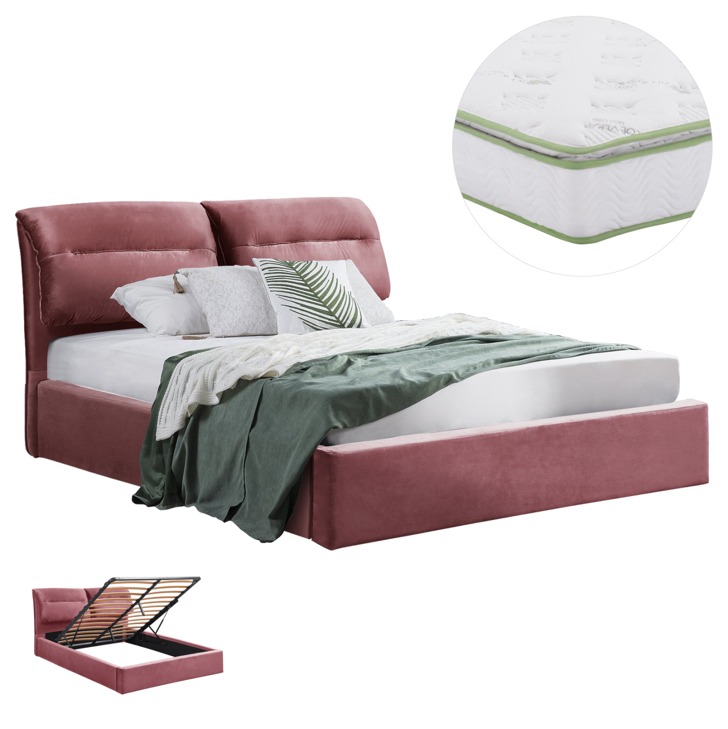 HM10830.02 ΚΡΕΒΑΤΙ ΔΙΠΛΟ & ΣΤΡΩΜΑ KENDRA HM10830.02 ΣΑΠΙΟ ΜΗΛΟ ΒΕΛΟΥΔΟ--ΑΠΟΘ.ΧΩΡΟΣ--160x200εκ - Image 1