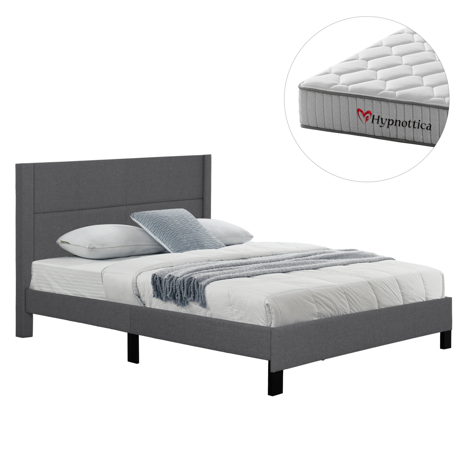 HM10763.01 ΚΡΕΒΑΤΙ ΔΙΠΛΟ & ΣΤΡΩΜΑ TRILLOP HM10763.01 ΓΚΡΙ ΥΦΑΣΜΑ--ΓΙΑ 160x200εκ - Image 1
