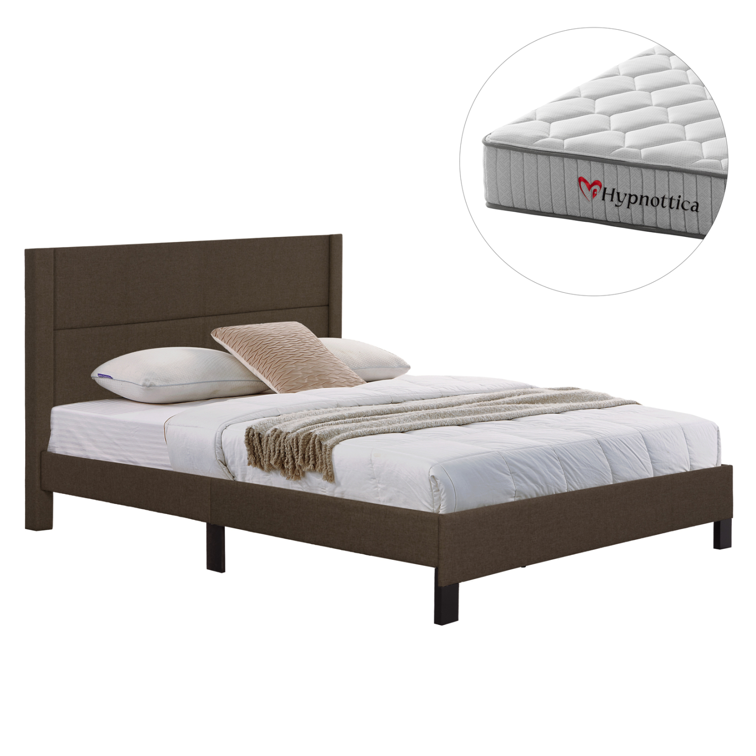 HM10763.02 ΚΡΕΒΑΤΙ ΔΙΠΛΟ & ΣΤΡΩΜΑ TRILLOP HM10763.02 ΚΑΦΕ ΥΦΑΣΜΑ--ΓΙΑ 160x200εκ - Image 1