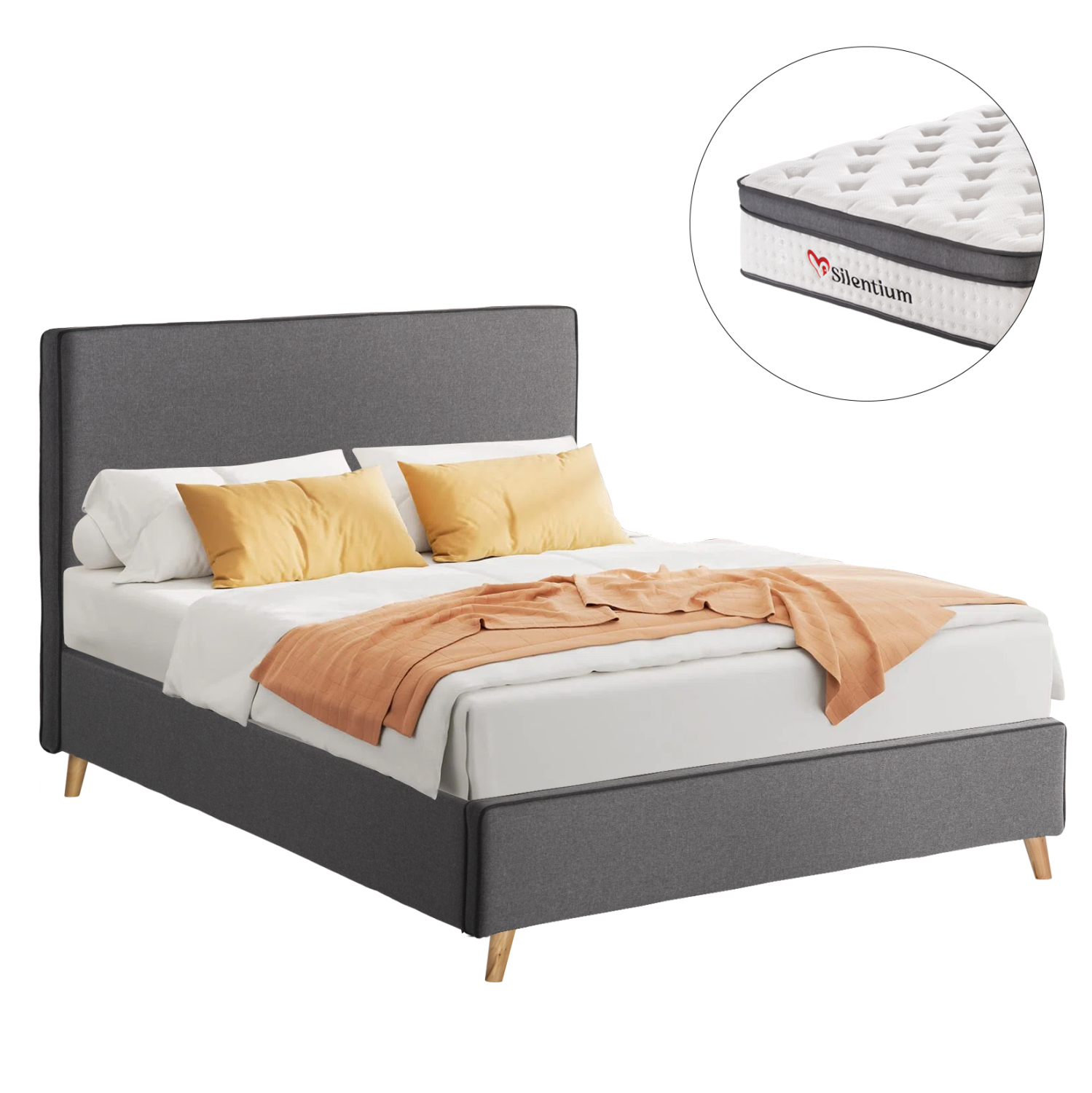 HM10802.02 ΚΡΕΒΑΤΙ ΗΜΙΔΙΠΛΟ ΜΕ ΣΤΡΩΜΑ MAYLIN HM10802.02 ΓΚΡΙ ΥΦΑΣΜΑ--ΣΤΡΩΜΑ 120Χ200εκ - Image 1