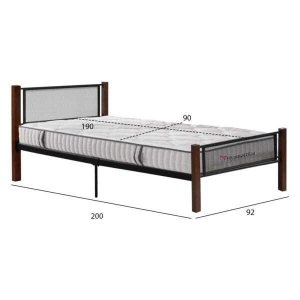 ΚΡΕΒΑΤΙ ΜΕ ΣΤΡΩΜΑ RAYVEN HM10754.02 ΜΕΤΑΛΛΟ & RUBBERWOOD ΣΕ DIRTY OAK--ΣΤΡΩΜΑ 90Χ190 - Image 3