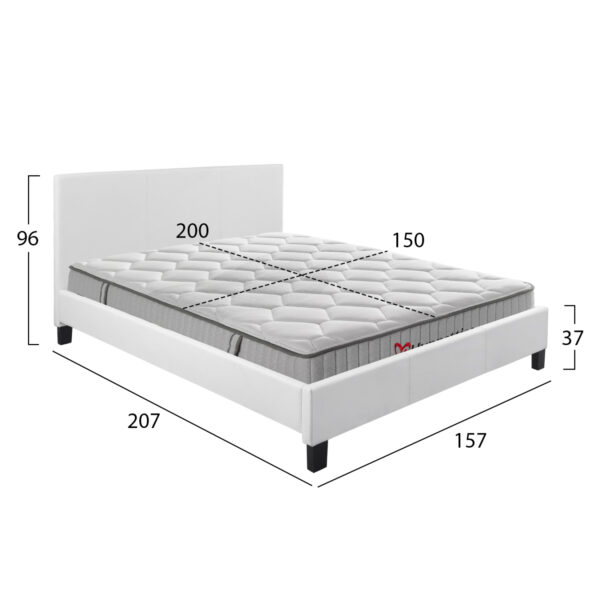 ΚΡΕΒΑΤΙ ΜΕ ΣΤΡΩΜΑ BECCA HM10760.01 ΛΕΥΚΟ PU--ΓΙΑ 150x200εκ - Image 3