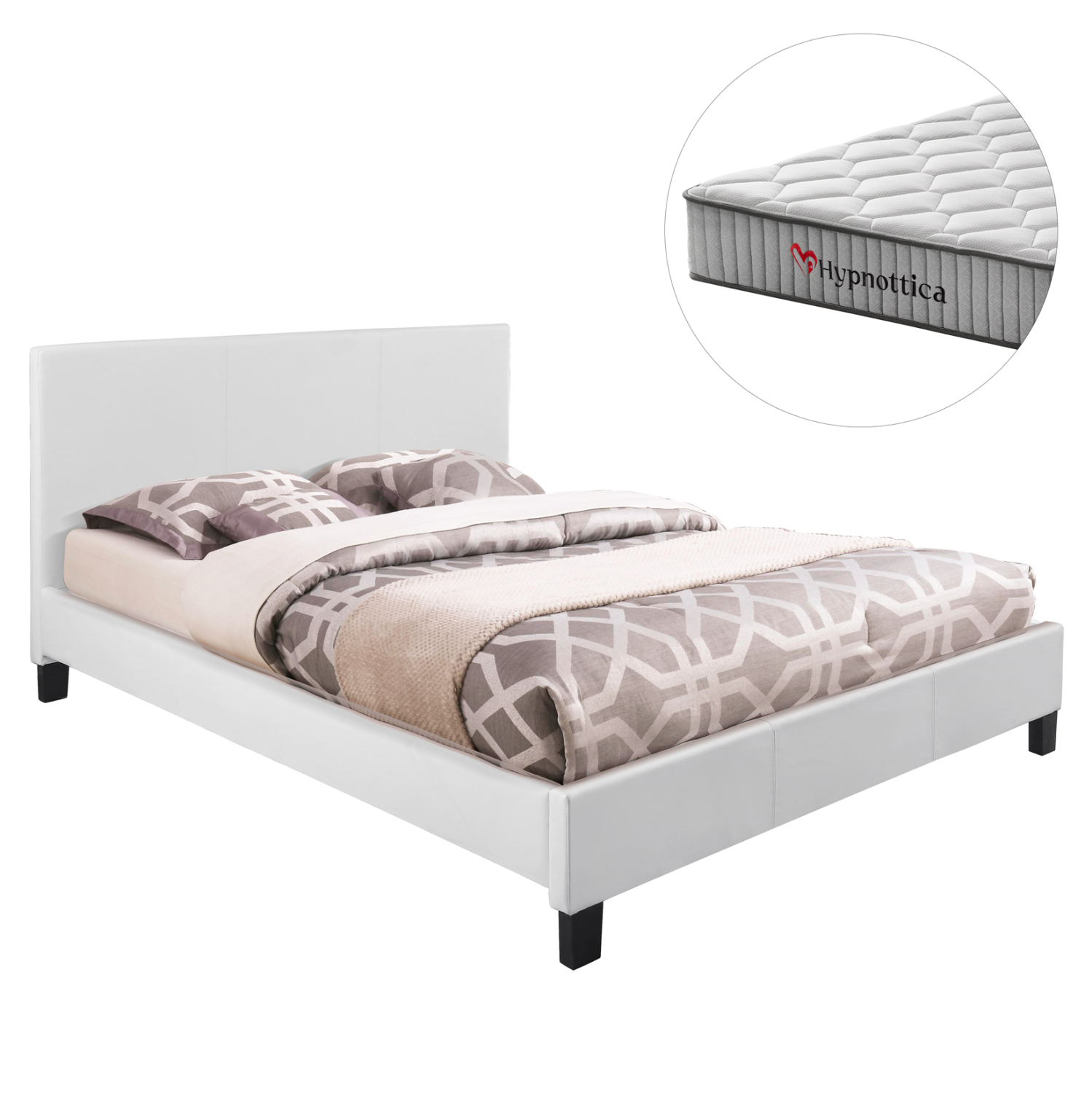 HM10760.01 ΚΡΕΒΑΤΙ ΜΕ ΣΤΡΩΜΑ BECCA HM10760.01 ΛΕΥΚΟ PU--ΓΙΑ 150x200εκ - Image 1