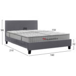 ΚΡΕΒΑΤΙ ΜΕ ΣΤΡΩΜΑ BECCA HM10760.02 ΓΚΡΙ ΥΦΑΣΜΑ--ΓΙΑ 150x200εκ - Image 3