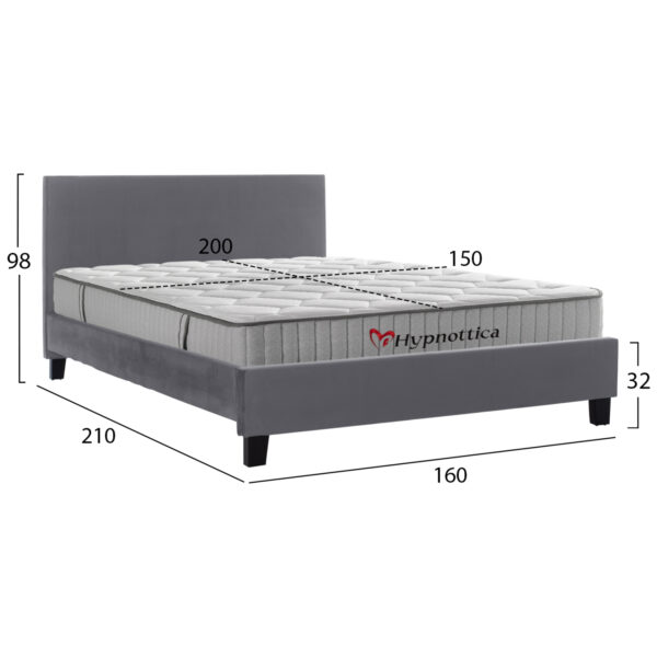 ΚΡΕΒΑΤΙ ΜΕ ΣΤΡΩΜΑ BECCA HM10760.02 ΓΚΡΙ ΥΦΑΣΜΑ--ΓΙΑ 150x200εκ - Image 3