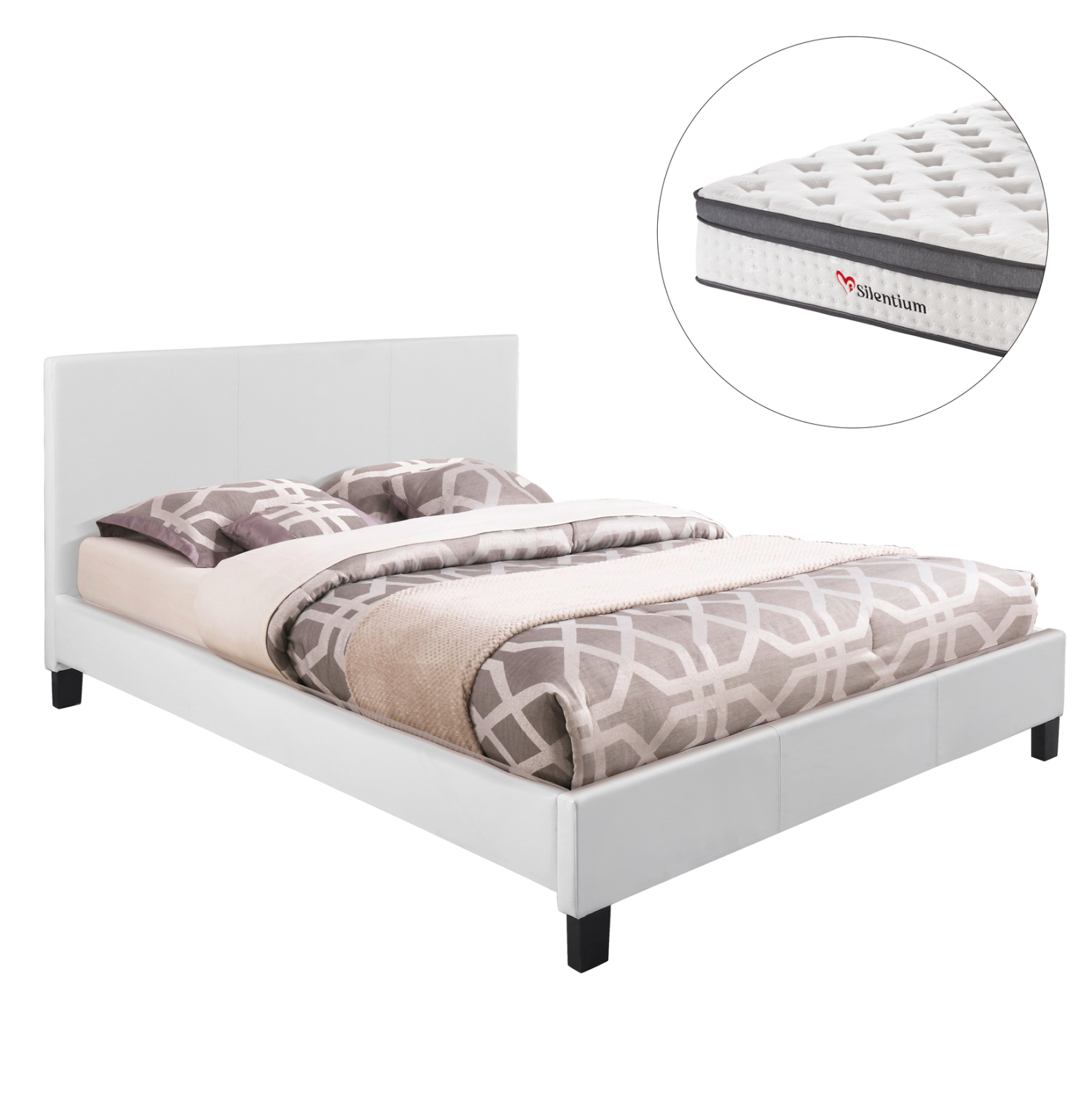 HM10803.01 ΚΡΕΒΑΤΙ ΜΕ ΣΤΡΩΜΑ BECCA HM10803.01 ΛΕΥΚΟ PU--ΓΙΑ 150x200εκ - Image 1