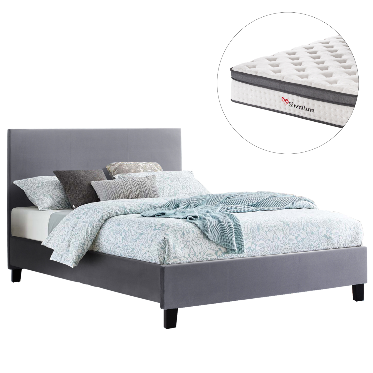 HM10803.11 ΚΡΕΒΑΤΙ ΜΕ ΣΤΡΩΜΑ BECCA HM10803.11 ΓΚΡΙ ΥΦΑΣΜΑ--ΓΙΑ 150x200εκ - Image 1