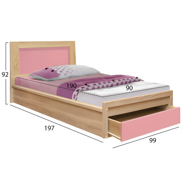ΚΡΕΒΑΤΙ ΠΑΙΔΙΚΟ ΜΕ ΣΥΡΤΑΡΙ PLAYROOM HM10752.02 ΜΕΛΑΜΙΝΗ SONAMA/ΡΟΖ--ΣΤΡΩΜΑ 90x190εκ - Image 2