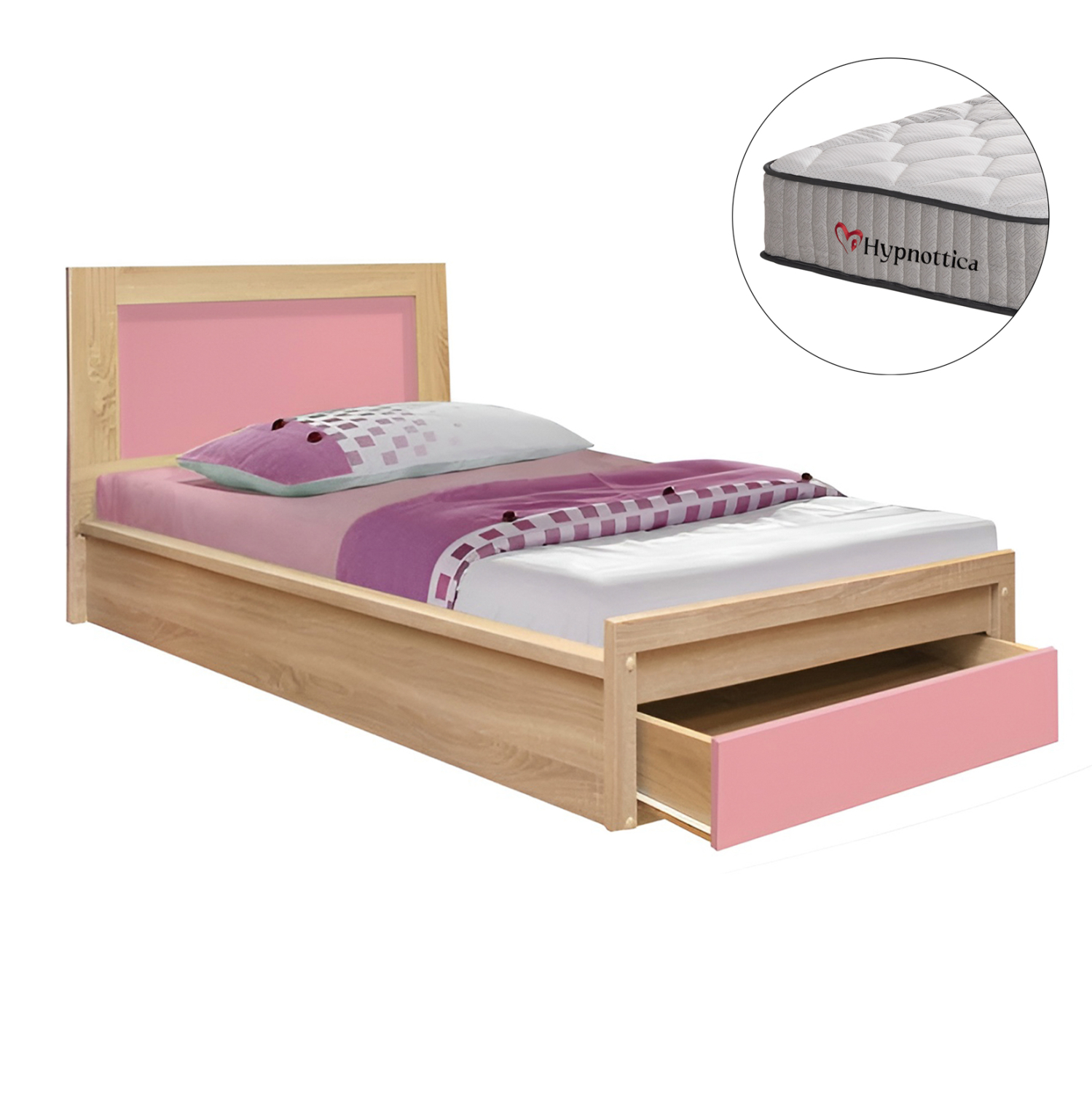 HM10752.02 ΚΡΕΒΑΤΙ ΠΑΙΔΙΚΟ ΜΕ ΣΥΡΤΑΡΙ PLAYROOM HM10752.02 ΜΕΛΑΜΙΝΗ SONAMA/ΡΟΖ--ΣΤΡΩΜΑ 90x190εκ - Image 1