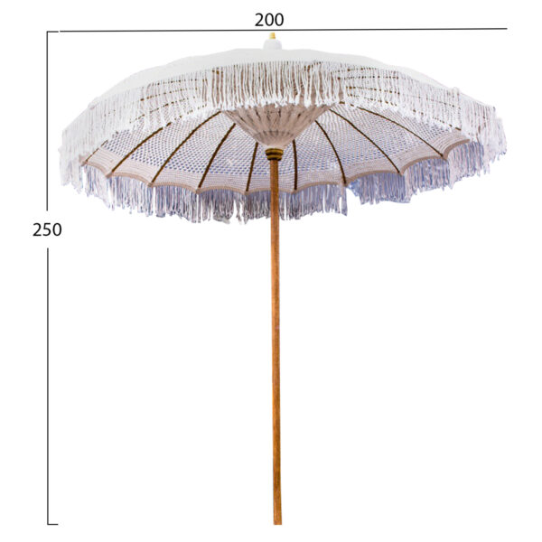 ΟΜΠΡΕΛΑ ΜΠΑΛΙΝΕΖΙΚΗ ΜΑΚΡΑΜΕ ΜΠΕΖ ΞΥΛO TEAK Φ200X250εκ. HM6035.91 - Image 2