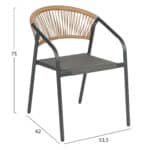 ΠΟΛΥΘΡΟΝΑ HOMAN HM6430.01 ΓΚΡΙ ΜΕΤΑΛΛΟ & TEXTILENE--ΜΠΕΖ P.E.RATTAN 53x58x75Υεκ - Image 2