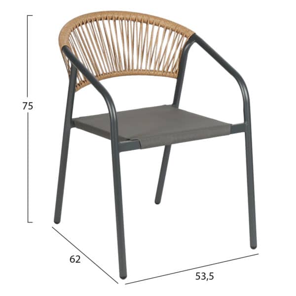 ΠΟΛΥΘΡΟΝΑ HOMAN HM6430.01 ΓΚΡΙ ΜΕΤΑΛΛΟ & TEXTILENE--ΜΠΕΖ P.E.RATTAN 53x58x75Υεκ - Image 2