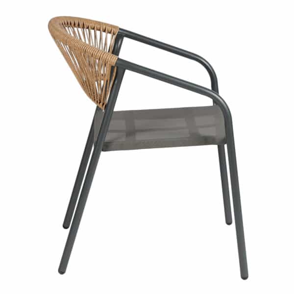 ΠΟΛΥΘΡΟΝΑ HOMAN HM6430.01 ΓΚΡΙ ΜΕΤΑΛΛΟ & TEXTILENE--ΜΠΕΖ P.E.RATTAN 53x58x75Υεκ - Image 4