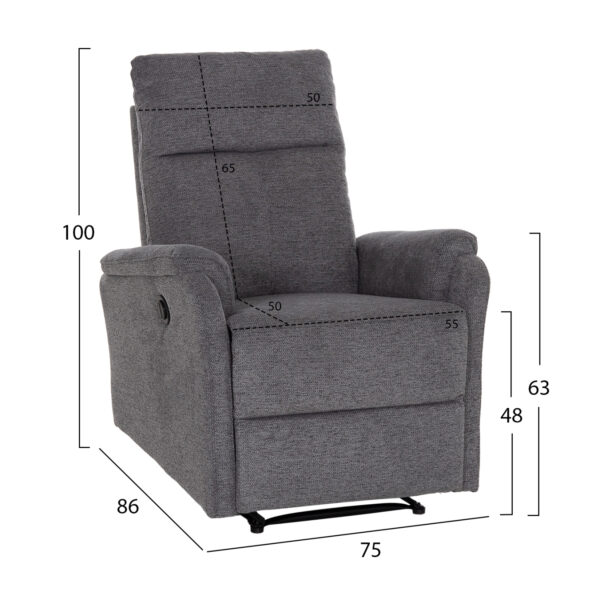 ΠΟΛΥΘΡΟΝΑ RELAX ΜΕ ΗΛΕΚΤΡΙΚΗ ΑΝΑΚΛΙΣΗ SYNTHIA HM3309.03 ΓΚΡΙ ΥΦΑΣΜΑ 75x86x100Yεκ - Image 2