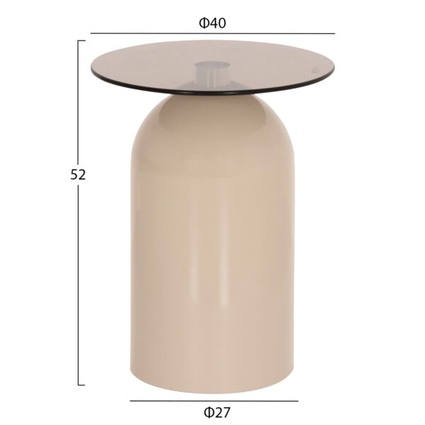 ΣΕΤ 2 ΤΡΑΠΕΖΙΑ ΣΑΛΟΝΙΟΥ BELLINS HM18314.04 ΜΠΕΖ ΜΕΤΑΛ.ΒΑΣΕΙΣ--ΓΥΑΛΙ Φ50εκ & Φ40εκ - Image 3