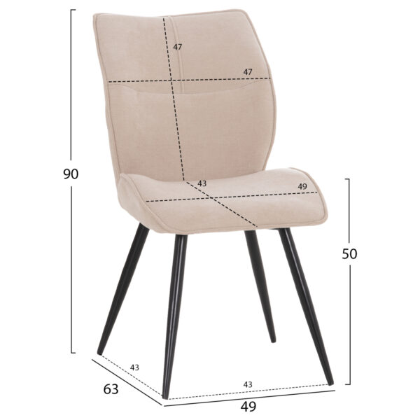 ΣΕΤ ΤΡΑΠΕΖΑΡΙΑΣ 5ΤΜΧ GAFF HM10847.02 MDF TOP ΦΥΣΙΚΟ--ΥΦΑΣΜΑ ΜΠΕΖ & ΜΕΤΑΛΛΟ ΜΑΥΡΟ - Image 3