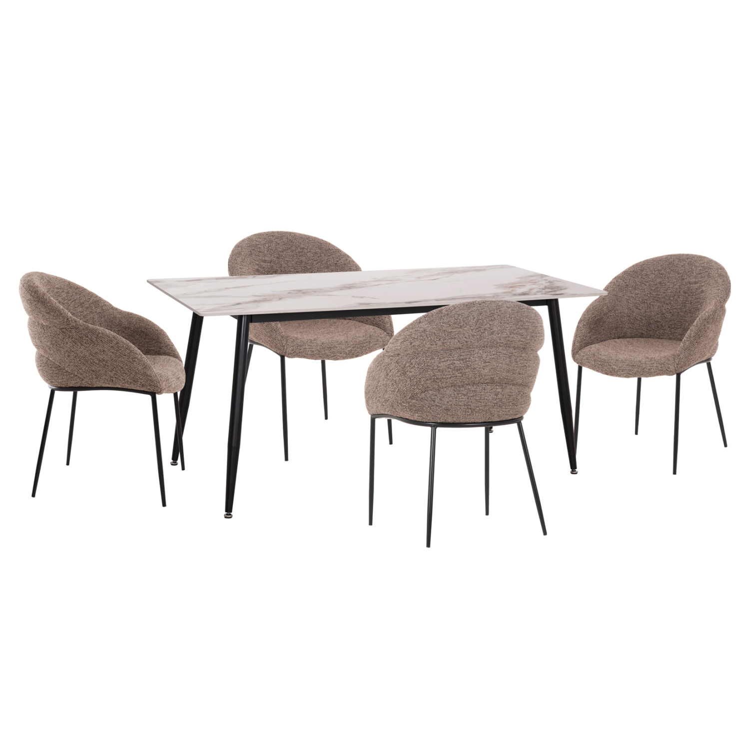 HM10952.03 ΣΕΤ ΤΡΑΠΕΖΑΡΙΑΣ 5ΤΜΧ DRENNY HM10952.03 ΚΕΡΑΜΙΚΟ TOP--ΥΦΑΣΜΑ TAUPE & ΜΕΤΑΛ.ΠΟΔΙΑ - Image 1