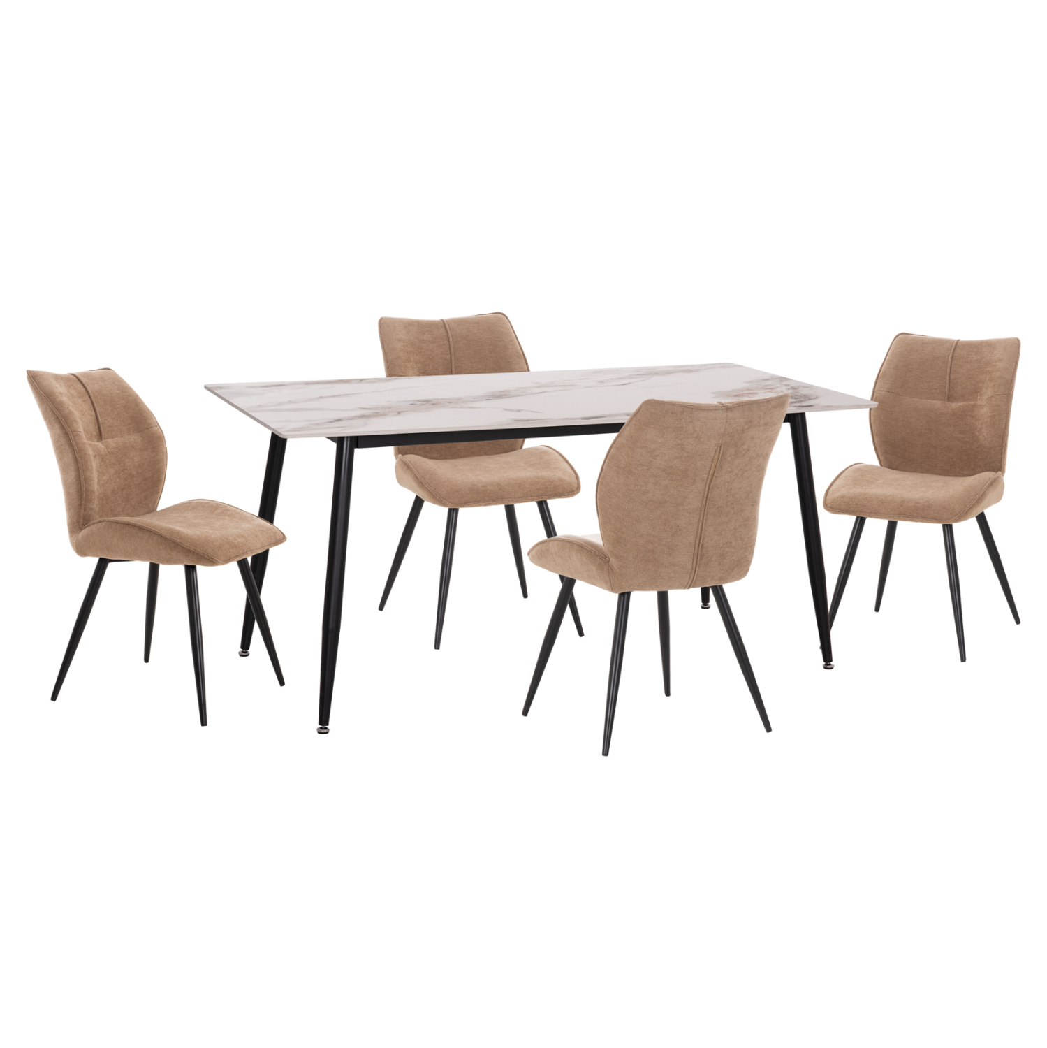HM10953.03 ΣΕΤ ΤΡΑΠΕΖΑΡΙΑΣ 5ΤΜΧ GAFF HM10953.03 ΚΕΡΑΜΙΚΟ TOP--ΥΦΑΣΜΑ TAUPE & ΜΕΤΑΛ.ΠΟΔΙΑ ΜΑΥΡΑ - Image 1